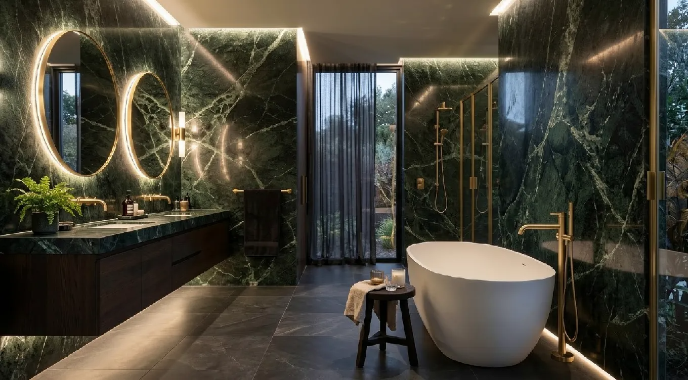 Green marble slab